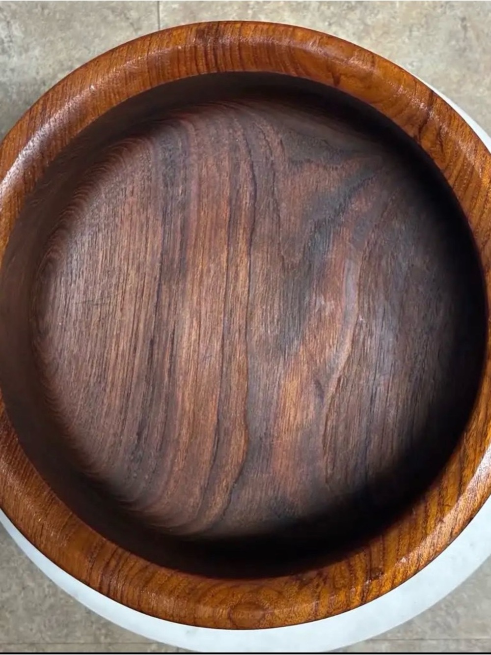 Handcrafted maybe Teak? Walnut? Brown Wood Serving Bowl